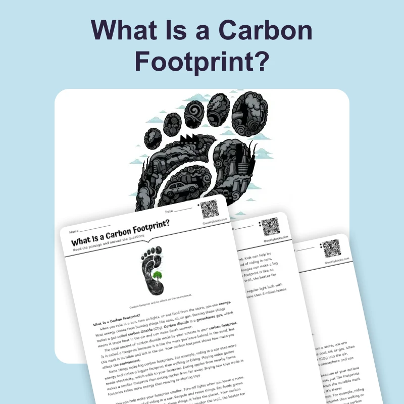 What Is A Carbon Footprint — ela — reading comprehension for Grade 3, Grade 4, Grade 5, Grade 6, page 1 of 4