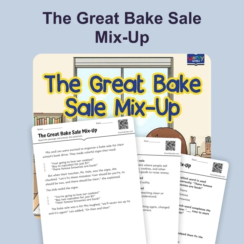 The Great Bake Sale Mix-Up — ela — reading comprehension for Grade 4, Grade 5, page 1 of 4