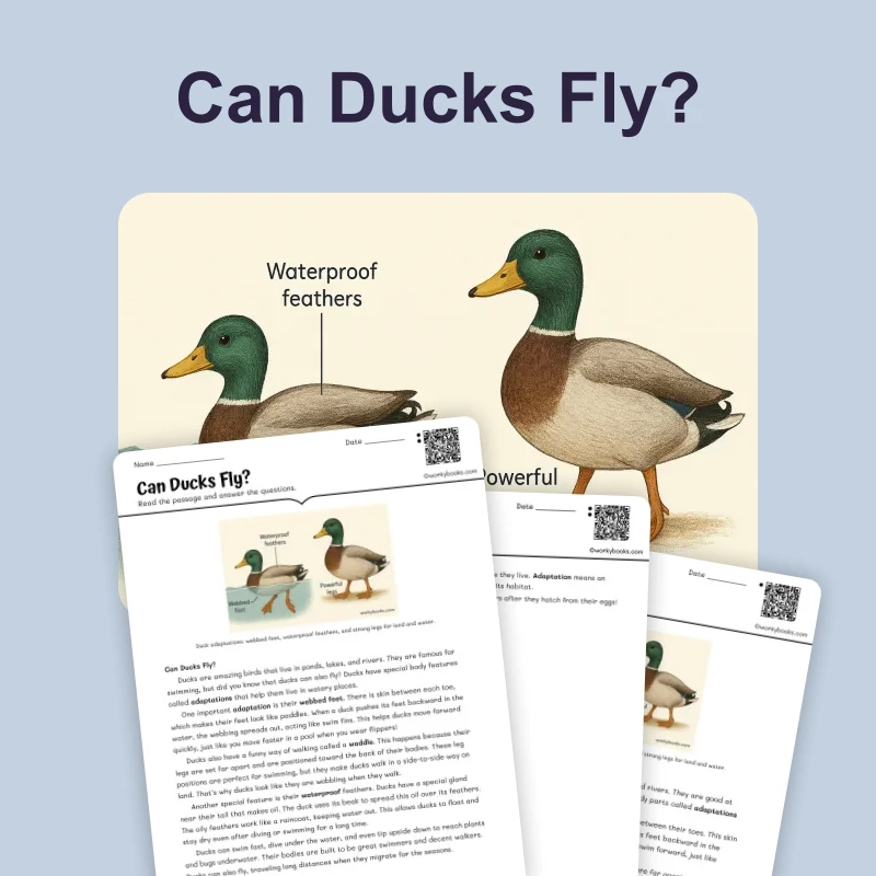 How Ducks Swim & Walk — science — reading comprehension for Grade 6, page 1 of 4