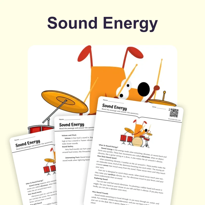 Sound Energy — ela — reading comprehension for Grade 3, Grade 4, Grade 5, Grade 6, page 1 of 4