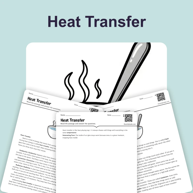 Heat Transfer — ela — reading comprehension for Grade 3, Grade 4, Grade 5, Grade 6, page 1 of 4