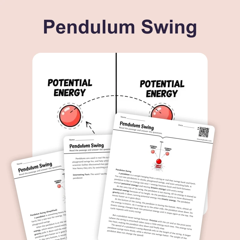 Pendulum Swing — ela — reading comprehension for Grade 3, Grade 4, Grade 5, Grade 6, page 1 of 4