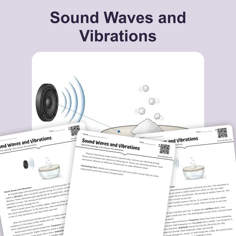 Sound Waves and Vibrations — ela — reading comprehension for Grade 3, Grade 4, Grade 5, Grade 6, page 1 of 4