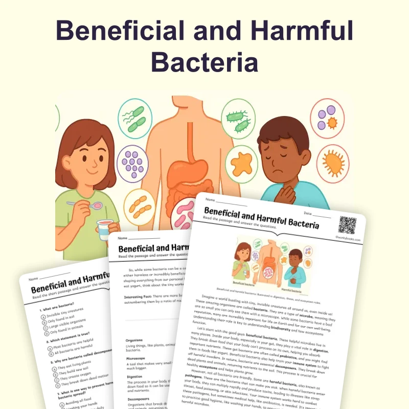 Beneficial and Harmful Bacteria — science — reading comprehension for Grade 6, page 1 of 4