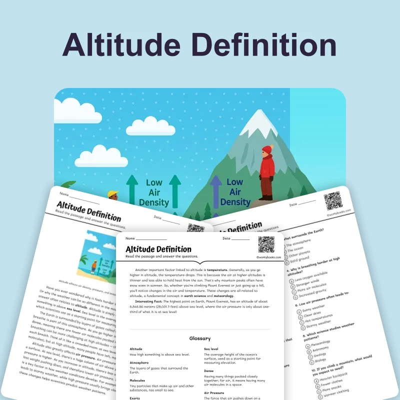 Altitude Definition — science — reading comprehension for Grade 6, page 1 of 4