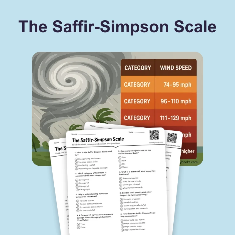 Saffir-Simpson Scale — science — reading comprehension for Grade 6, page 1 of 4