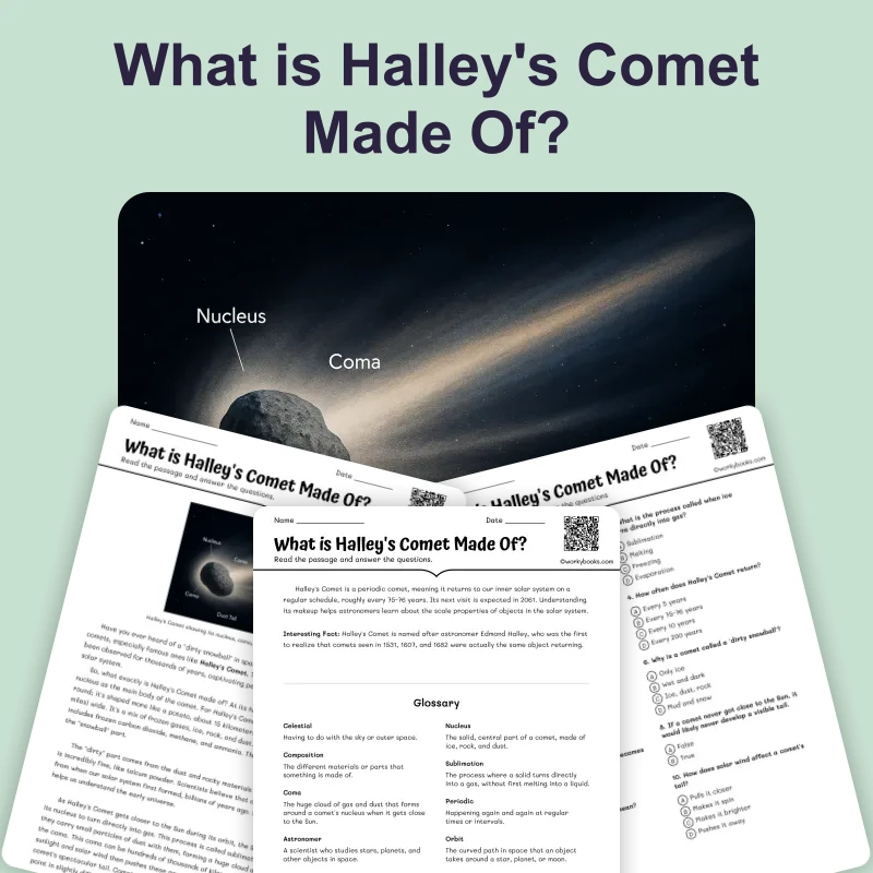 What is Halley's Comet Made Of? — science — reading comprehension for Grade 6, page 1 of 4