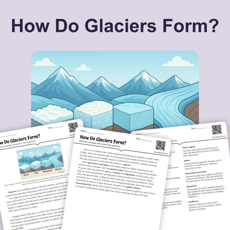 How Do Glaciers Form? — science — reading comprehension for Grade 6, page 1 of 4