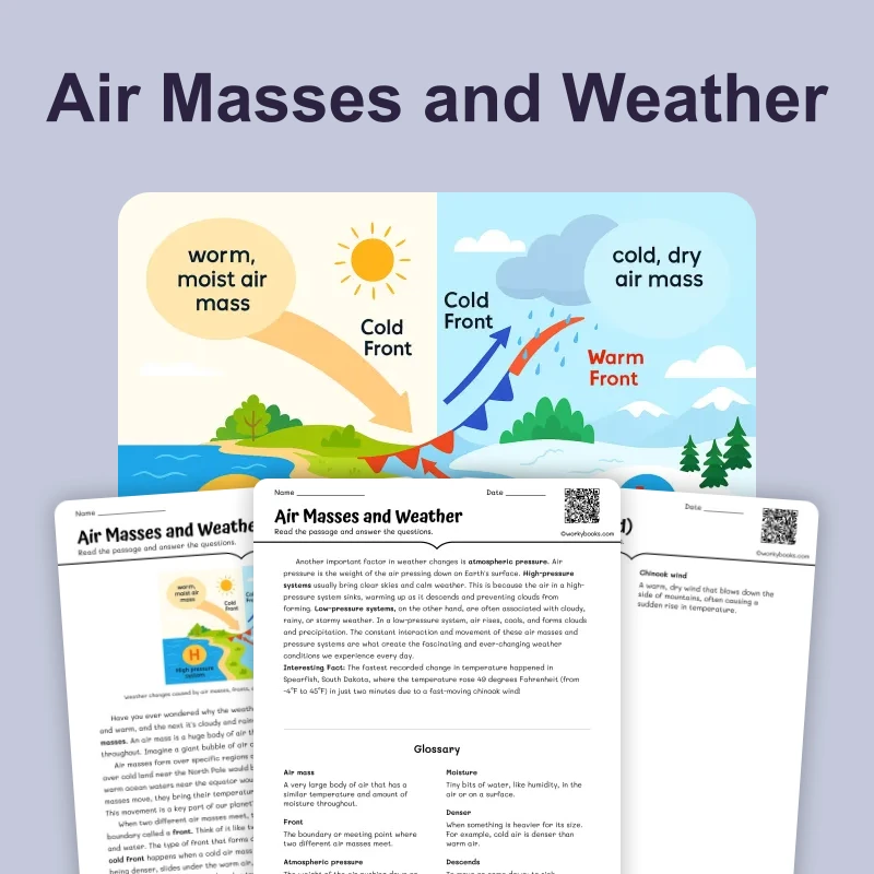 Air Masses and Weather — science — reading comprehension for Grade 6, page 1 of 4