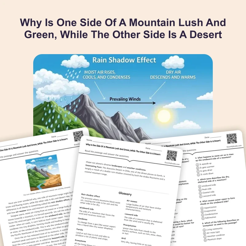 Rain Shadow Effect — science — reading comprehension for Grade 6, page 1 of 4