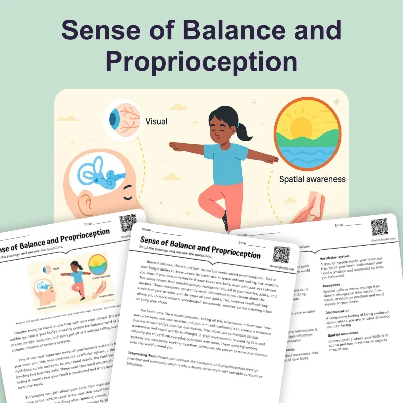 Sense of Balance and Proprioception — science — reading comprehension for Grade 6, page 1 of 4