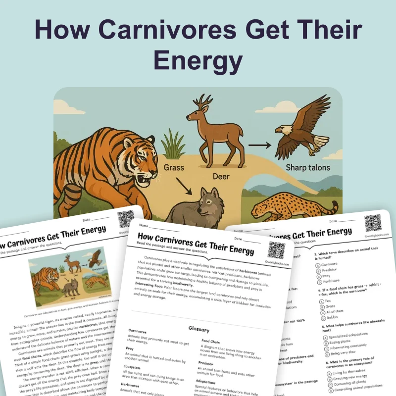 How Carnivores Get Their Energy — science — reading comprehension for Grade 6, page 1 of 4