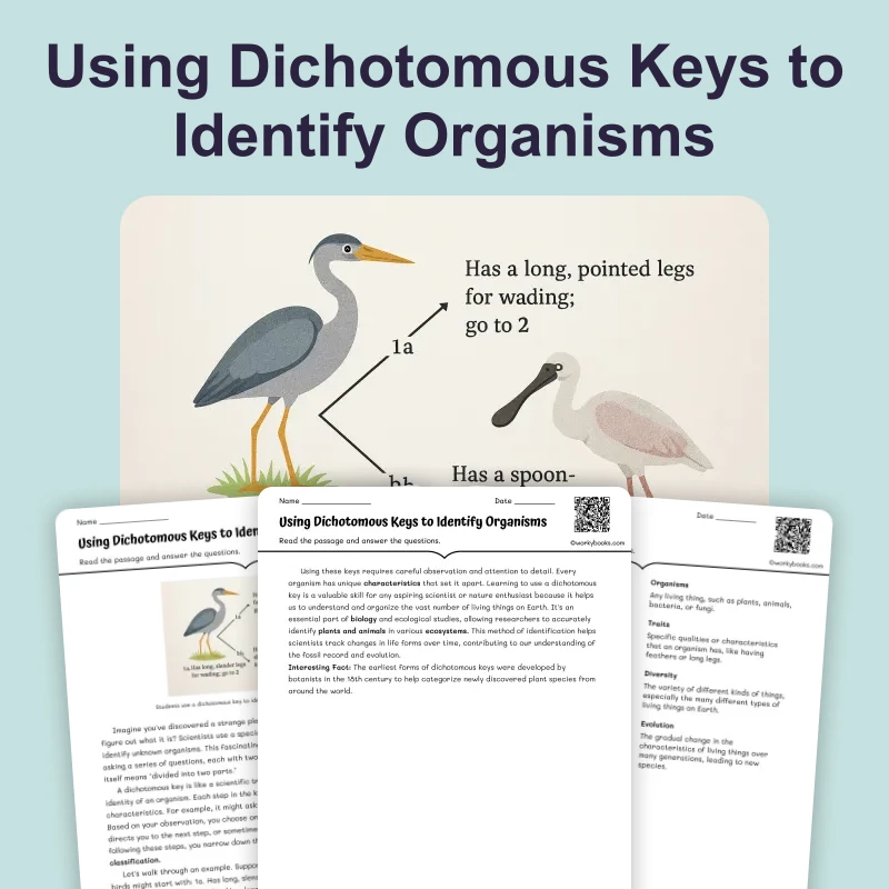 Using Dichotomous Keys to Identify Organisms — science — reading comprehension for Grade 6, page 1 of 4