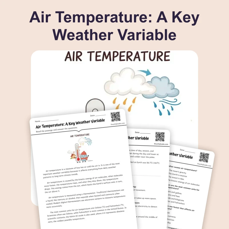 Air Temperature: A Key Weather Variable — ela — reading comprehension for Grade 5, Grade 6, Grade 7, Grade 8, page 1 of 4