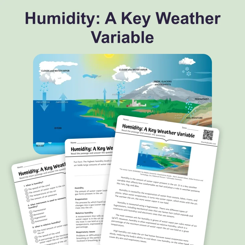 Humidity: A Key Weather Variable — ela — reading comprehension for Grade 5, Grade 6, Grade 7, Grade 8, page 1 of 4