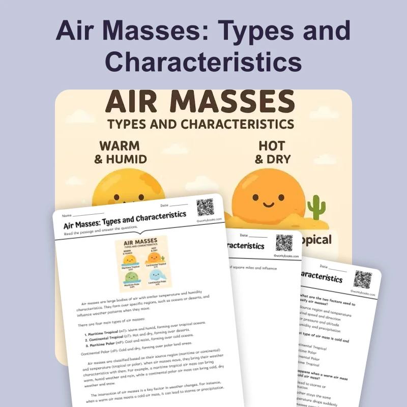 Air Masses: Types and Characteristics — ela — reading comprehension for Grade 5, Grade 6, Grade 7, Grade 8, page 1 of 4