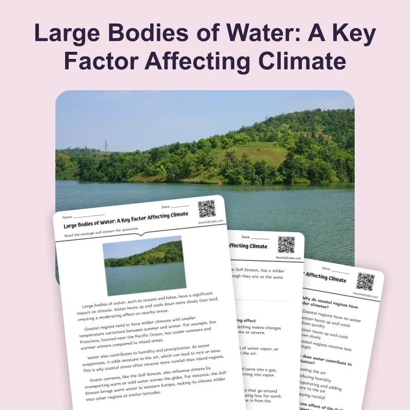 Large Bodies and Climate — ela — reading comprehension for Grade 5, Grade 6, Grade 7, Grade 8, page 1 of 4