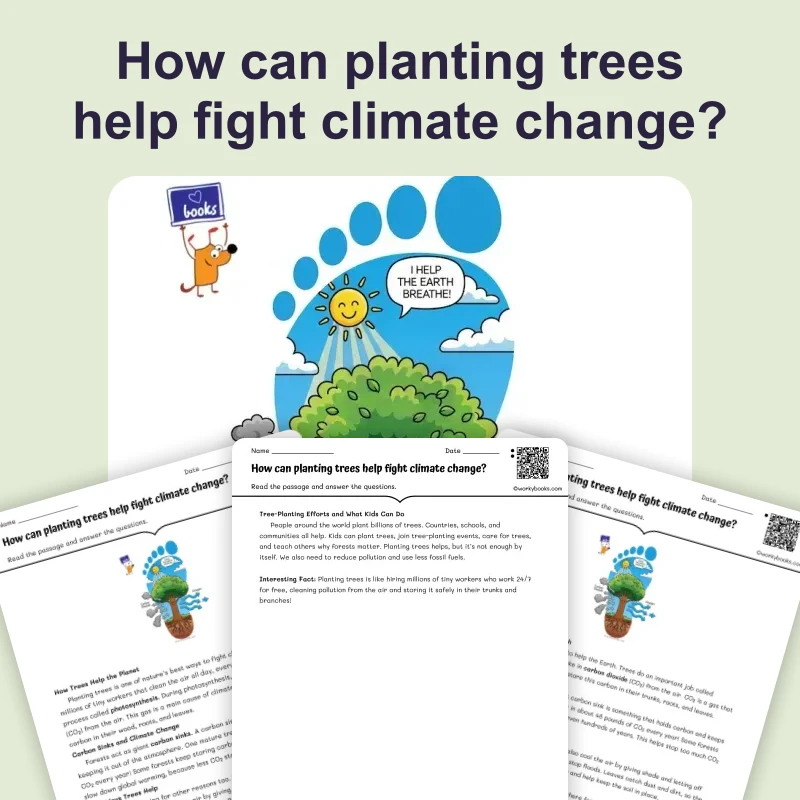How can planting trees help fight climate change? — ela — reading comprehension for Grade 2, Grade 3, Grade 4, page 1 of 4