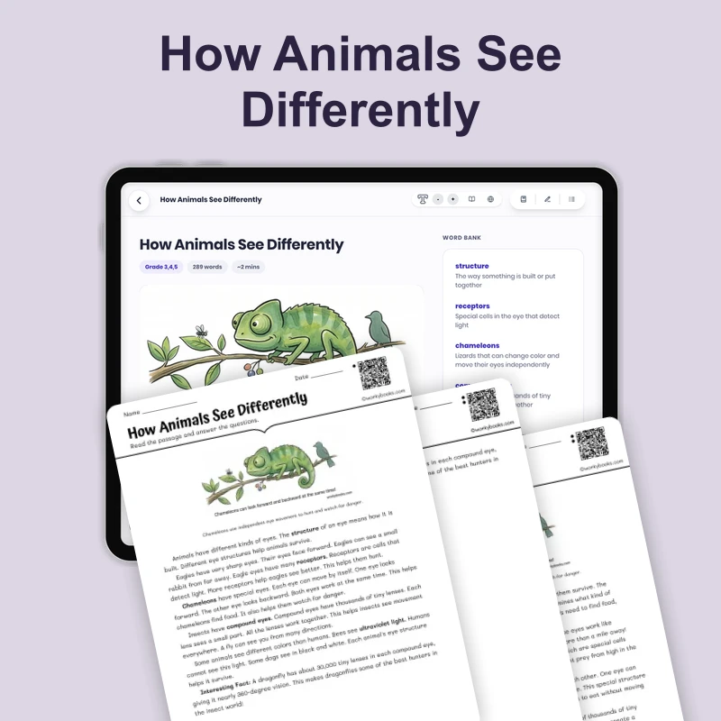 How Animals See Differently — science — reading comprehension for Grade 3, Grade 4, Grade 5, page 1 of 4