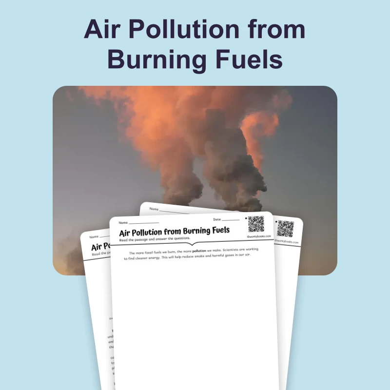 Air Pollution from Burning Fuels — science — reading comprehension for Grade 3, Grade 4, Grade 5, page 1 of 4