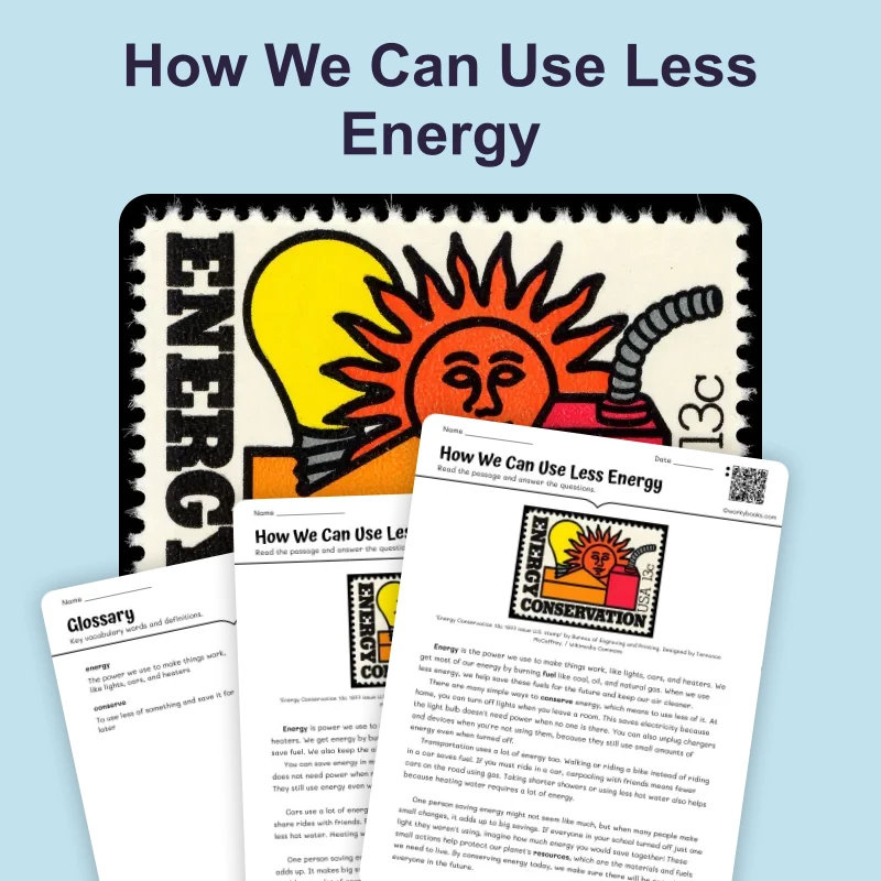 How We Can Use Less Energy — science — reading comprehension for Grade 3, Grade 4, Grade 5, page 1 of 4