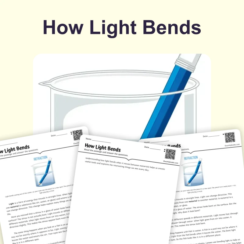 How Light Bends — science — reading comprehension for Grade 3, Grade 4, Grade 5, page 1 of 4