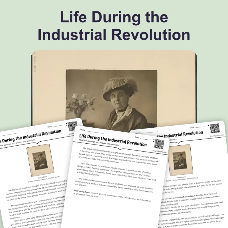 Life During the Industrial Revolution — reading — reading comprehension for Grade 3, Grade 4, Grade 5, page 1 of 4