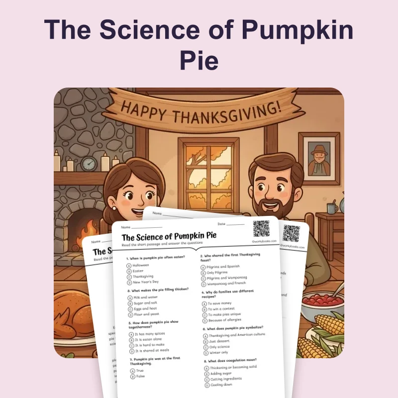 The Science of Pumpkin Pie — culture — reading comprehension for Grade 3, Grade 4, Grade 5, page 1 of 4