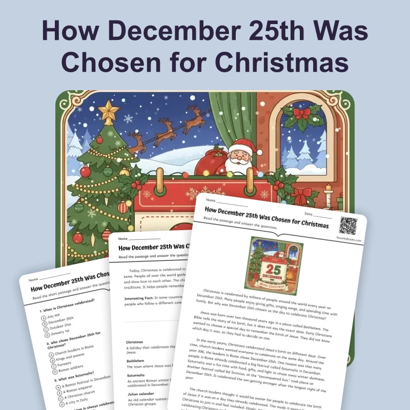 How December 25th Was Chosen for Christmas — culture — reading comprehension for Grade 3, Grade 4, Grade 5, page 1 of 4