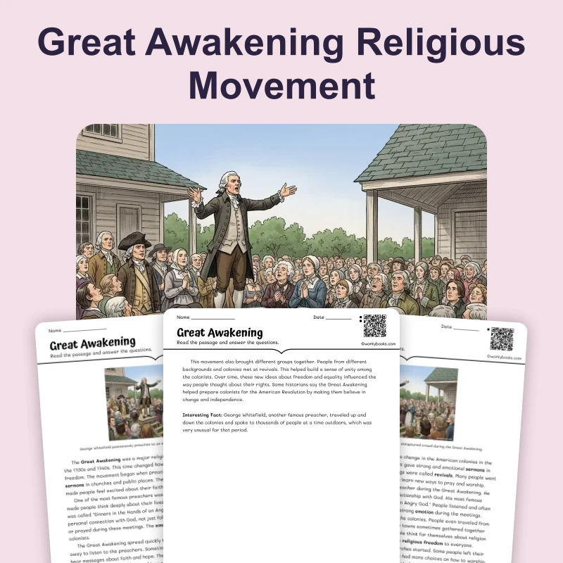 Great Awakening — ela — reading comprehension for Grade 3, Grade 4, Grade 5, page 1 of 4