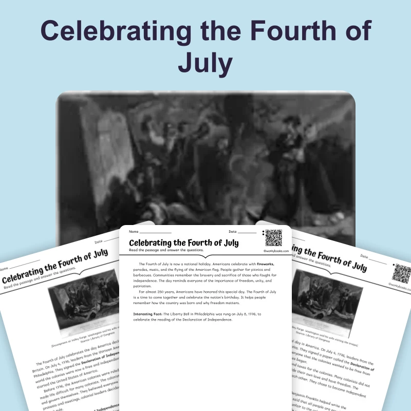 Soldiers at Valley Forge in Winter — reading — reading comprehension for Grade 3, Grade 4, Grade 5, page 1 of 4