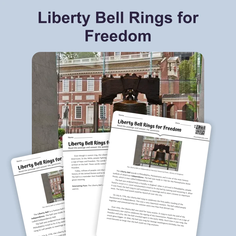 The Liberty Bell Rings for Freedom — reading — reading comprehension for Grade 3, Grade 4, Grade 5, page 1 of 4