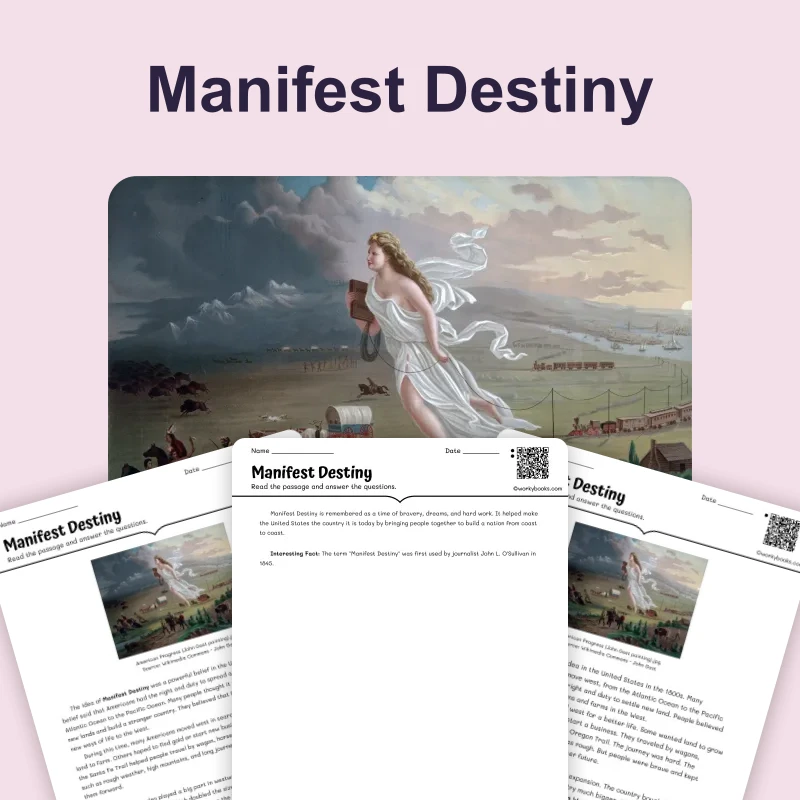 Manifest Destiny: Coast to Coast — reading — reading comprehension for Grade 3, Grade 4, Grade 5, page 1 of 4