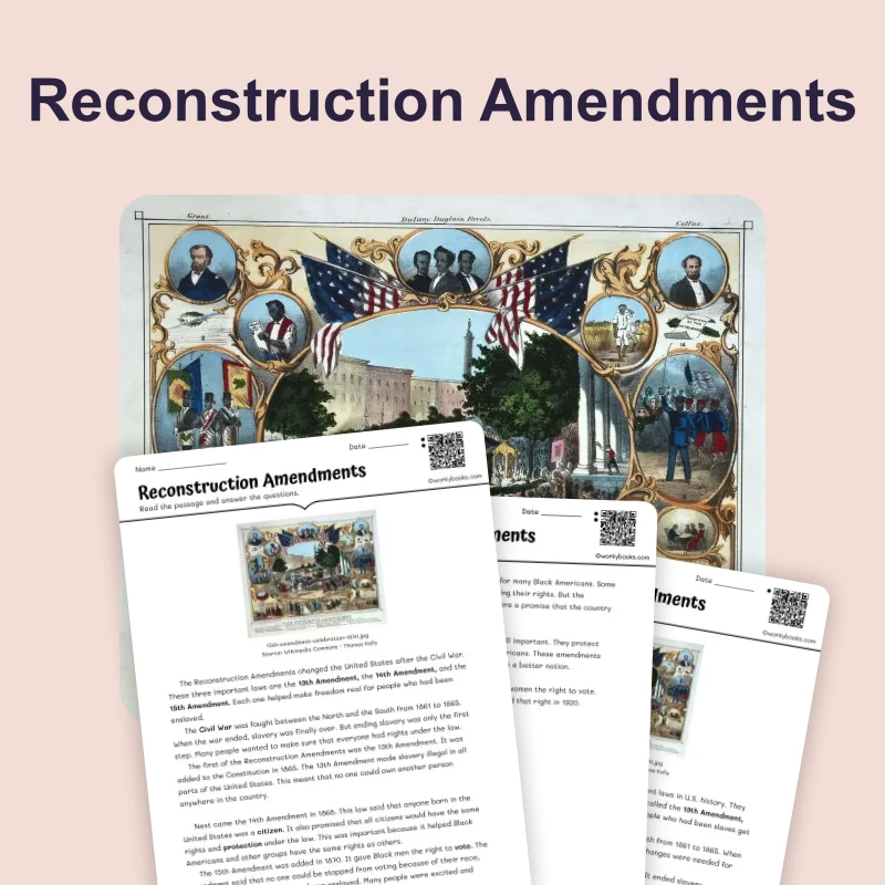 New Rights for African Americans — reading — reading comprehension for Grade 3, Grade 4, Grade 5, page 1 of 4