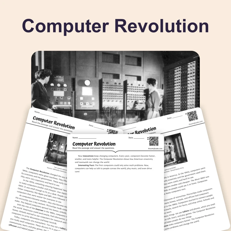 Computers Change Our Lives — reading — reading comprehension for Grade 3, Grade 4, Grade 5, page 1 of 4