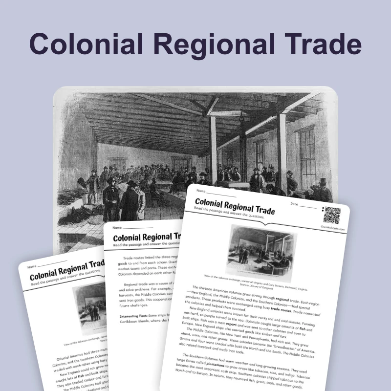 What Each Region Sold and Traded — reading — reading comprehension for Grade 3, Grade 4, Grade 5, page 1 of 4