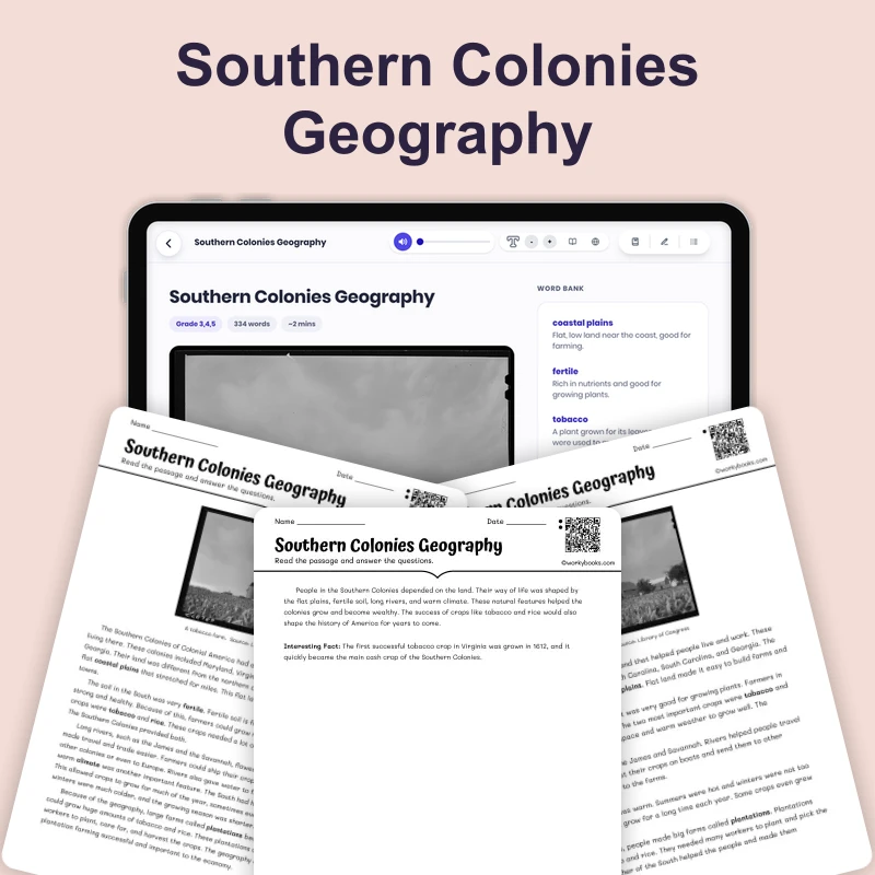 Warm Weather and Fertile Land — reading — reading comprehension for Grade 3, Grade 4, Grade 5, page 1 of 4