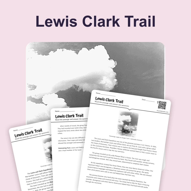Traveling the Western Trail — reading — reading comprehension for Grade 3, Grade 4, Grade 5, page 1 of 4