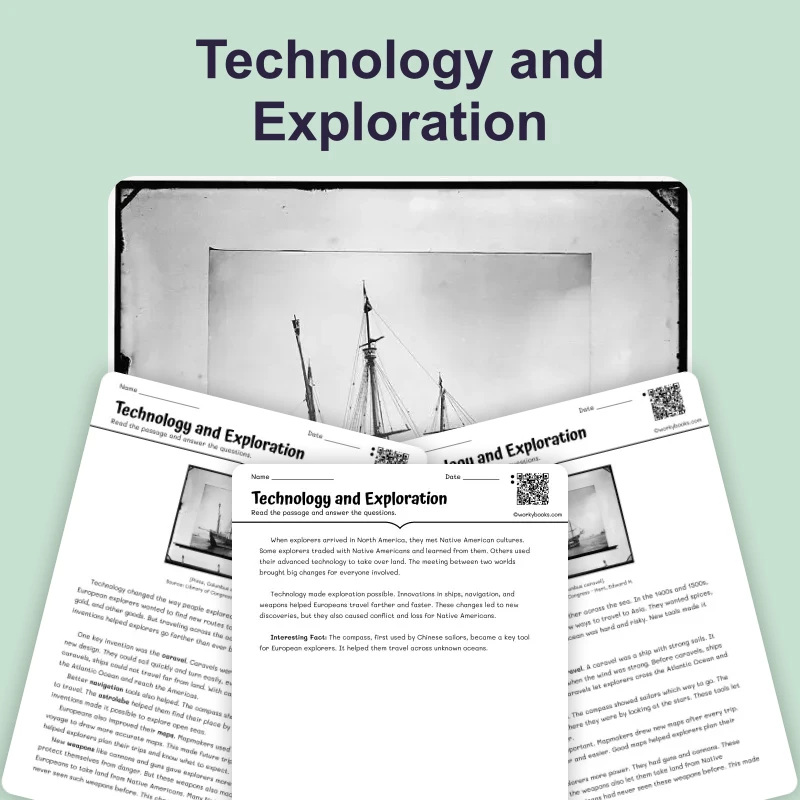 How Technology Made Ocean Voyages Possible — reading — reading comprehension for Grade 3, Grade 4, Grade 5, page 1 of 4
