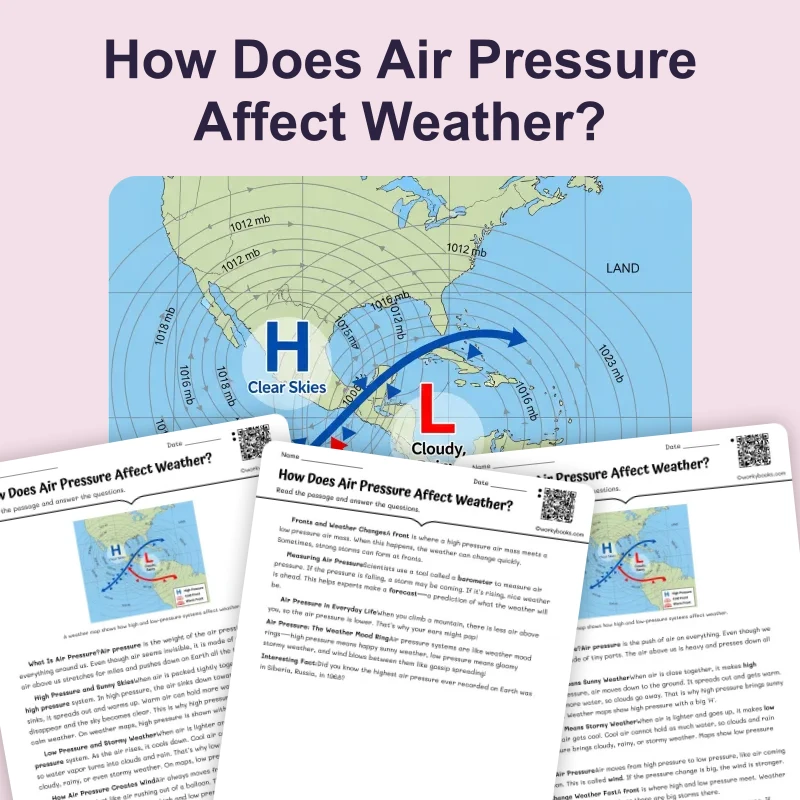 How Does Air Pressure Affect Weather? — ela — reading comprehension for Grade 3, Grade 4, Grade 5, Grade 19, page 1 of 4