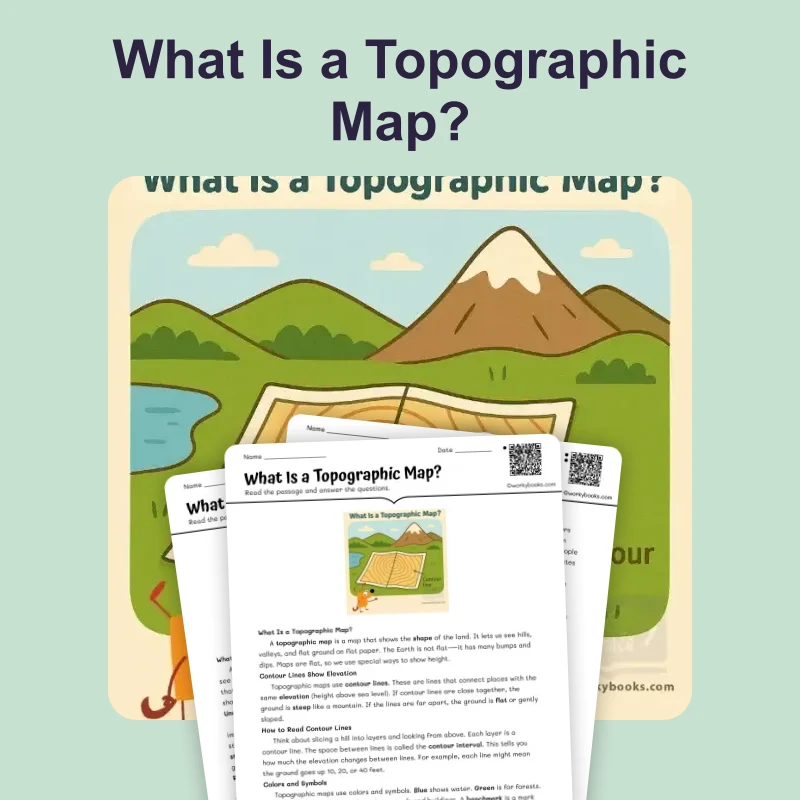 What Is a Topographic Map? — ela — reading comprehension for Grade 3, Grade 4, Grade 5, Grade 6, Grade 7, page 1 of 4