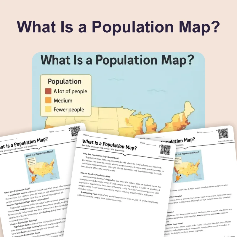 What Is a Population Map? — ela — reading comprehension for Grade 3, Grade 4, Grade 5, Grade 6, Grade 7, page 1 of 4