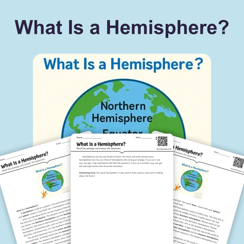 What Is a Hemisphere? — ela — reading comprehension for Grade 3, Grade 4, Grade 5, Grade 6, Grade 7, page 1 of 4