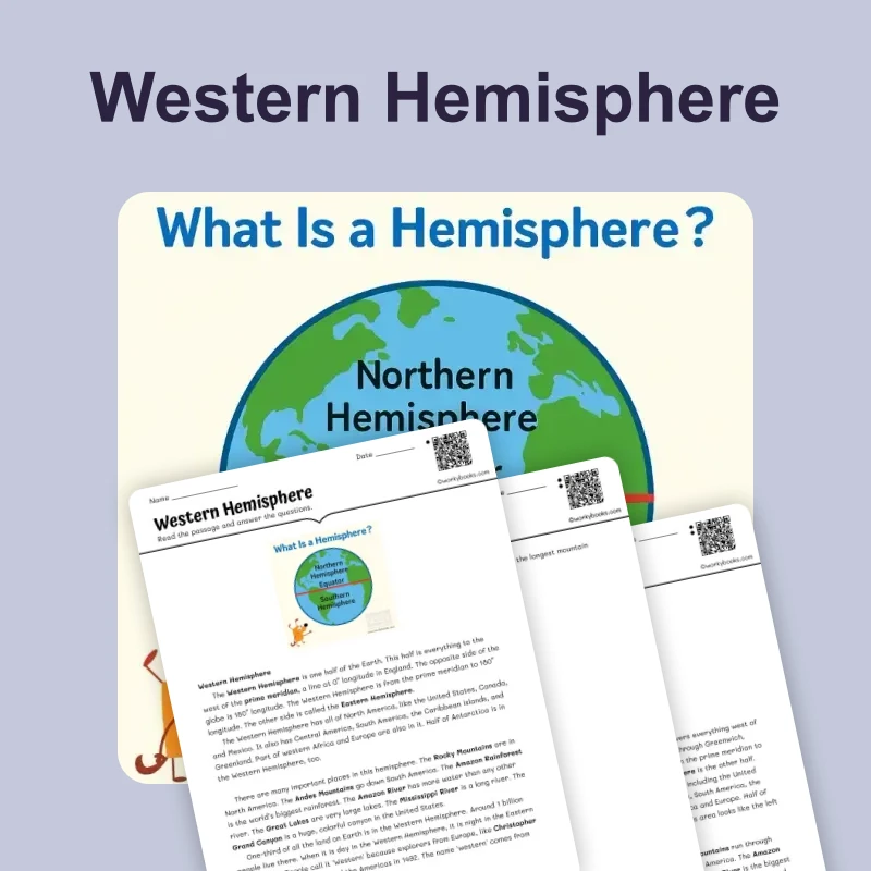 The Western Hemisphere — ela — reading comprehension for Grade 3, Grade 4, Grade 5, Grade 6, Grade 7, page 1 of 4