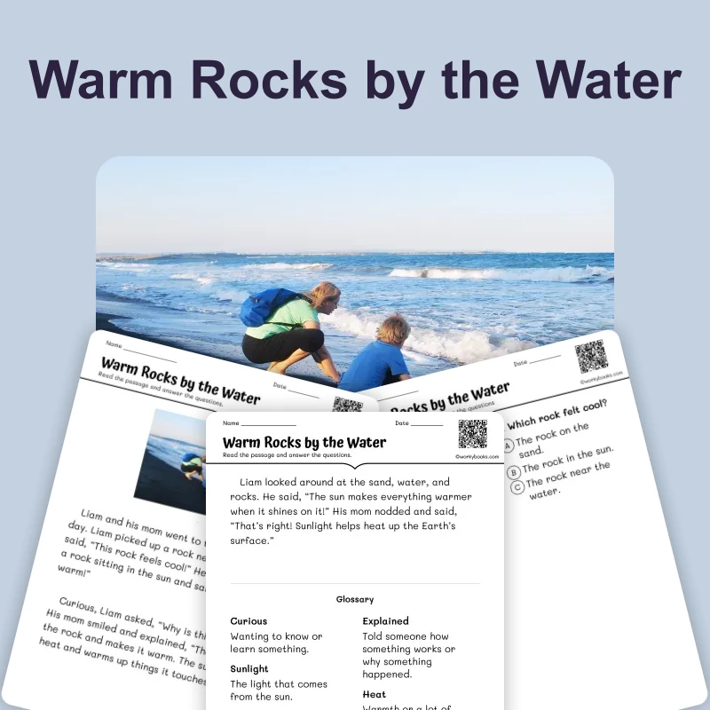 Warmth from the Sun — ela — reading comprehension for Grade K, Grade 1, Grade 2, page 1 of 4