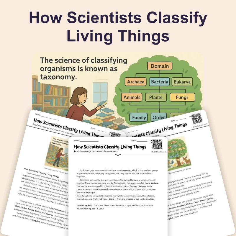 How Scientists Classify Living Things — science — reading comprehension for Grade 6, page 1 of 4