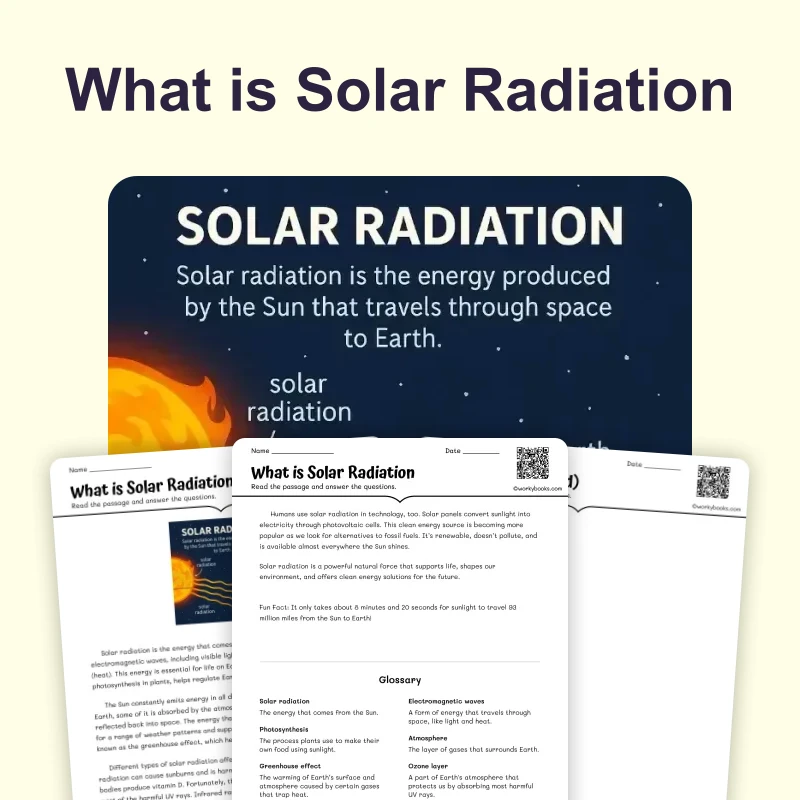 What is Solar Radiation — ela — reading comprehension for Grade 3, Grade 4, Grade 5, Grade 6, Grade 7, page 1 of 4