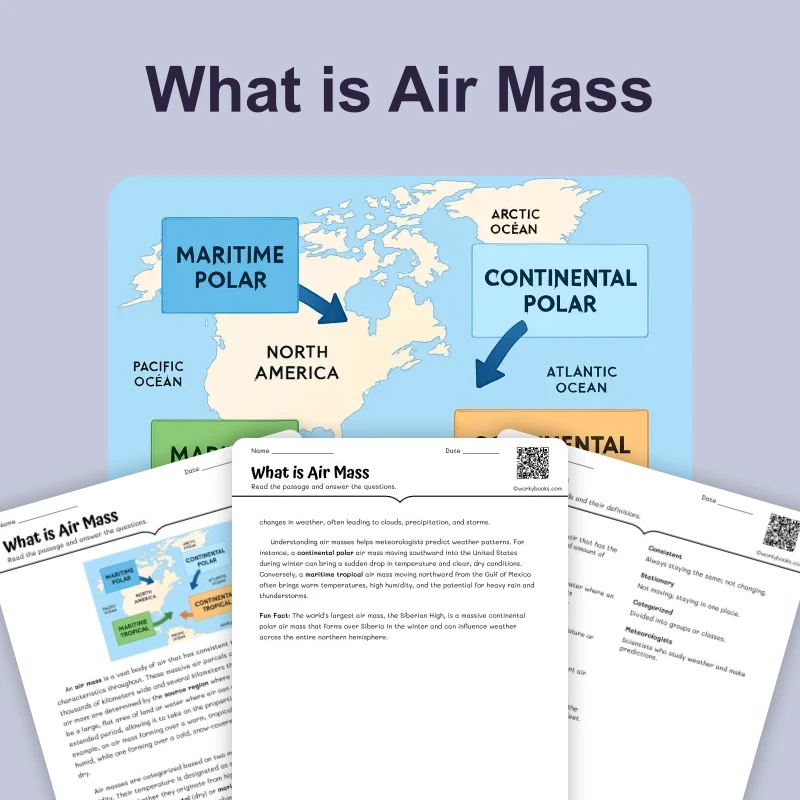 What is Air Mass — ela — reading comprehension for Grade 3, Grade 4, Grade 5, Grade 6, Grade 7, Grade 8, page 1 of 4