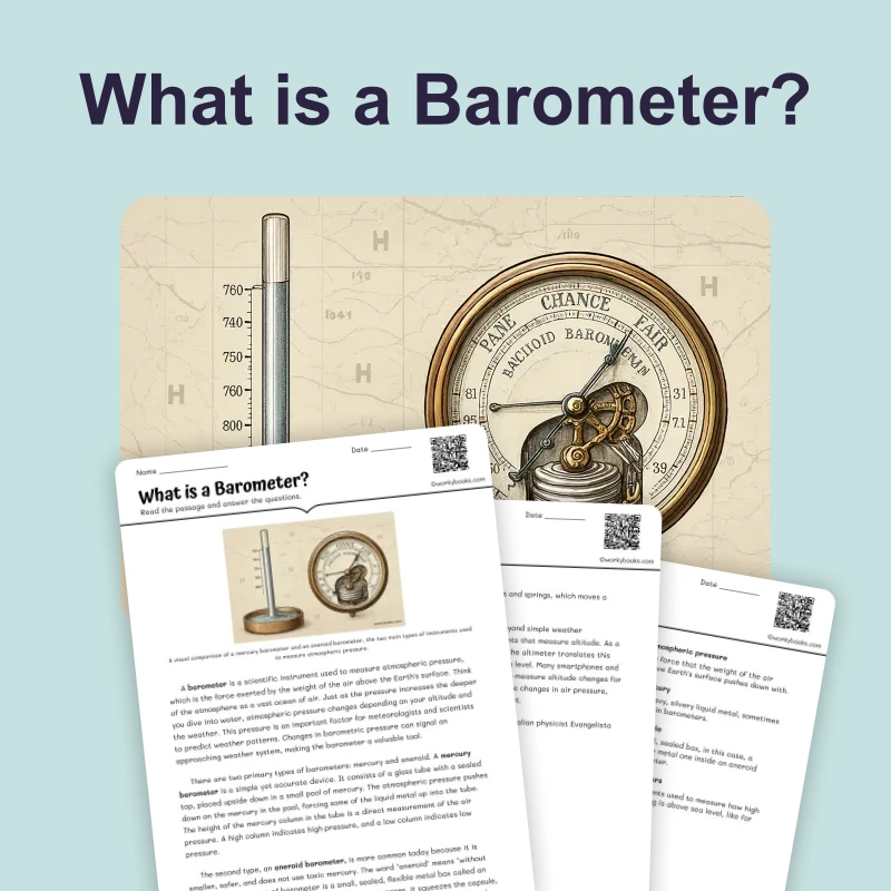 What is a Barometer — ela — reading comprehension for Grade 3, Grade 4, Grade 5, Grade 6, Grade 7, Grade 8, page 1 of 4