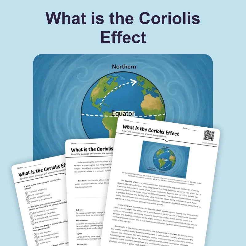 What is the Coriolis Effect — ela — reading comprehension for Grade 3, Grade 4, Grade 5, Grade 6, Grade 7, Grade 8, page 1 of 4